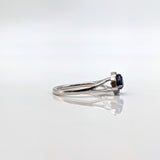 1.3ct Sapphire Ring w Earth Mined Diamonds in Solid 14k White Gold Trillion 5x6