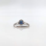 1.3ct Sapphire Ring w Earth Mined Diamonds in Solid 14k White Gold Trillion 5x6