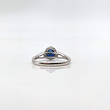 1.3ct Sapphire Ring w Earth Mined Diamonds in Solid 14k White Gold Trillion 5x6