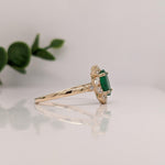 Vintage Inspired Emerald Ring w Earth Mined Diamonds in Solid 14K Gold Oval 8x6