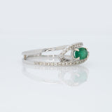Aneet Solid 14K Gold Zambian Emerald Ring with Natural Diamond Accents: Oval 6x4mm Green Gemstone Fine Jewelry Gift for Her