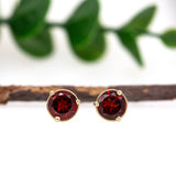 14K Gold Madagascar Red Garnet Martini Studs | Round 6mm