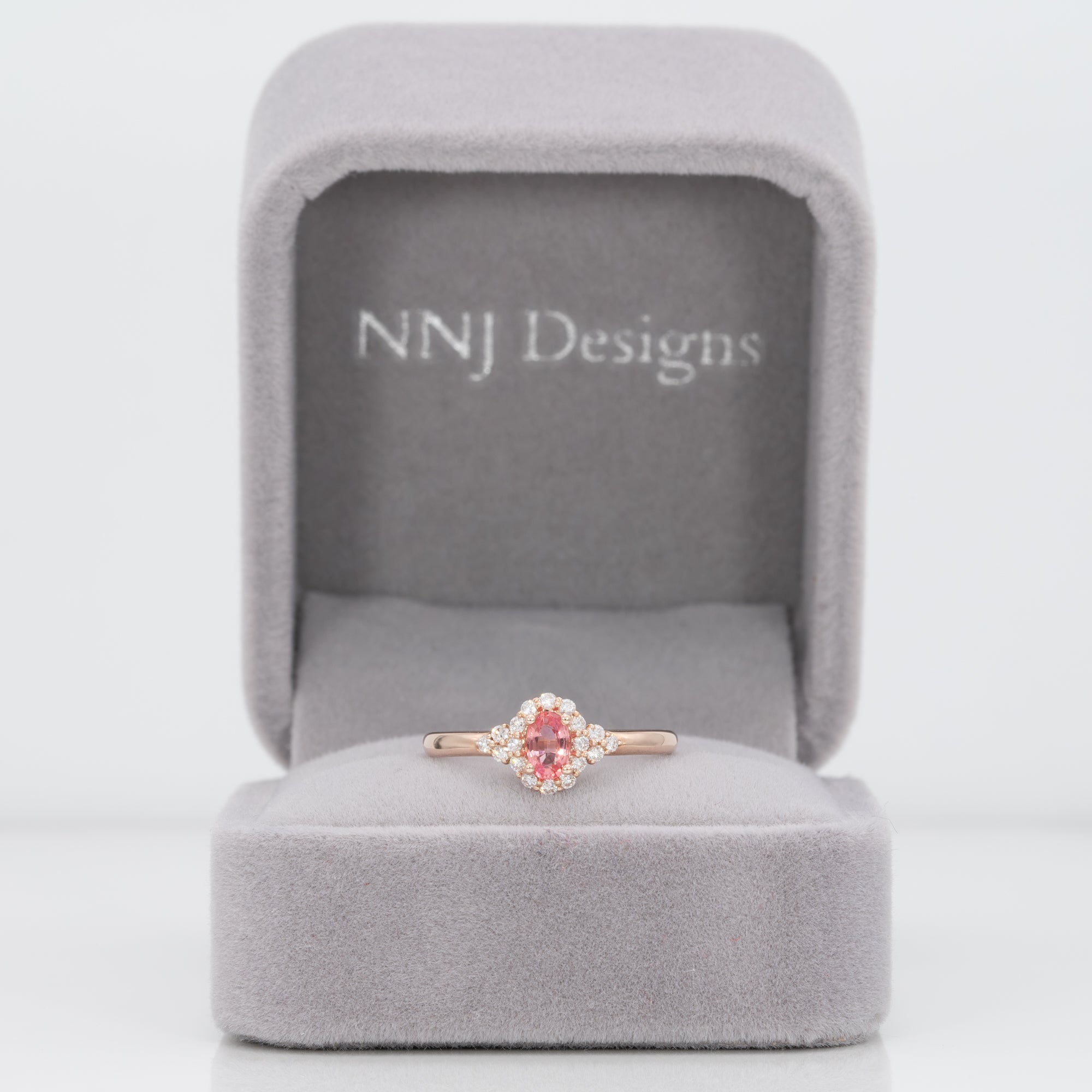 14K rose gold padparadscha sapphire ring