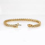Estate 14K Yellow Gold Diamond Tennis Bracelet | Box Clasp Closure