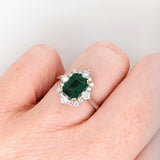 Trisha 14K White Gold Zambian Emerald Diamond Ring | EM 8x6mm