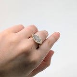 14K yellow gold marquise lab grown diamond ring with diamond accents