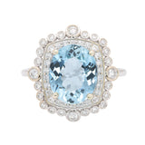 3.1Ct Aquamarine Ring with Natural Diamonds Accents: Solid 14K Gold, Oval 11x9mm