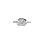 14K white gold oval lab grown diamond ring with diamond accents