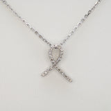 Ribbon Pendant with Natural Diamonds: Solid 14K White Gold  - Elegant Fine Jewelry Necklace
