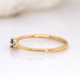 Jeannie 14K Yellow Gold AAA Ceylon Blue Sapphire and Diamond Ring | Round 3mm