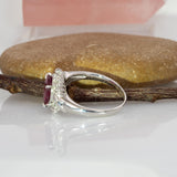 Robin Solid 14K Gold 1.5ct Rubellite Garnet Ring with Natural Diamond Accent, 8.4x7mm