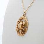 solid 14K yellow gold crab design estate pendant