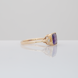 2.1Ct Zambian Amethyst Ring with Natural Diamonds Accents: Solid 14K Gold, 9x7mm