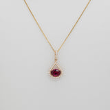 Ridhima 1Ct Rubellite Tourmaline Pendant with Natural Diamond Accents in Solid 14K Gold:  Elegant Pink Gemstone Pendant