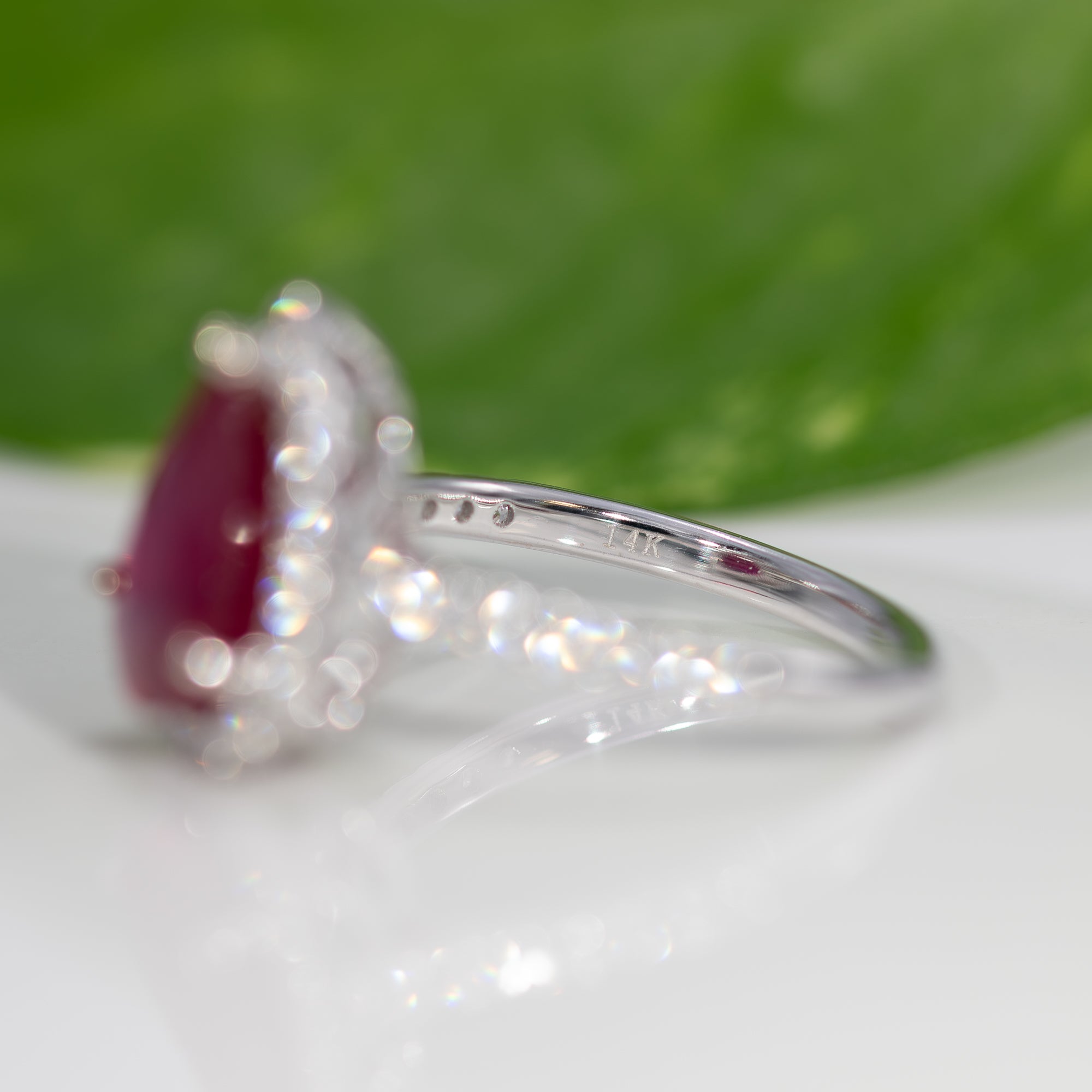 14K white gold madagascar ruby ring