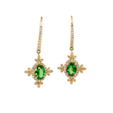 Charmi 14K Yellow Gold Tsavorite Garnet Diamond Earrings | Oval Shape 7.2x5.2mm