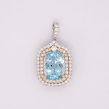 Pia 4.9Ct Santa Maria Aquamarine & Natural Diamond Pendant in Solid 14K Gold: Ocean Blue Fine Jewelry