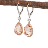 Nikita 14K White Gold Morganite Diamond Earrings | Pear Shape 14x10mm