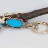 14K yellow gold sleeping beauty turquoise earrings