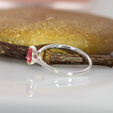 Saisha Solid 14k Gold Peach-Pink Padparadscha Sapphire Solitaire Ring, Pear-Cut