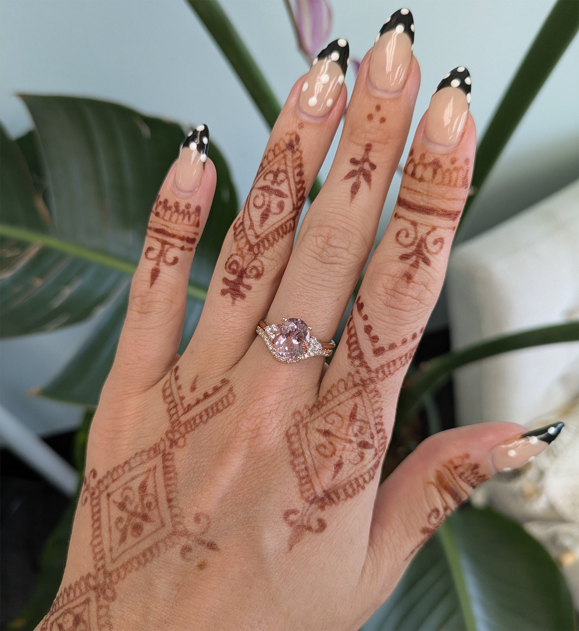 14K rose gold diamond band ring