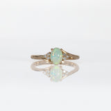 14K yellow gold Ethiopian opal cabochon ring with diamond accents