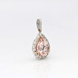 AAA Morganite Pendant with Earth-Mined Diamond, Solid 14K Dual-Tone Gold, Pear 10x7mm, Elegant Fine Jewelry Statement Pendant