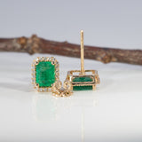 14K yellow gold zambian emerald earrings