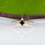 14K yellow gold black diamond ring
