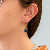 14K rose gold London blue topaz oval earrings with diamond accents