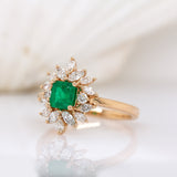 Elisa 14K Yellow Gold Colombian Emerald and Natural Diamonds Ring | AS 5mm