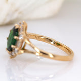 Prissy 14K Yellow Gold Tsavorite and Diamond Ring | OV 9x7mm