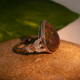 Briar Solid 14K Gold Ethiopian Black Opal Ring with Natural Diamonds Accents