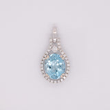 Zanai 3.5Ct Aquamarine Pendant with Earth Mined Diamond: Solid 14K Gold, Oval 11x9mm