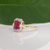 scarlet and gray ruby game day ring in 14K yellow gold