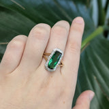 Anusha 14K Yellow and White Gold AAA Indicolite Tourmaline and Diamond Ring | CU 15.5x6mm