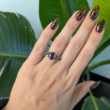 14K yellow gold purple garnet ring