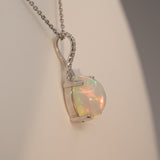 Natural 2.3ct Ethiopian Pendant Necklace with Earth Mined Diamond Accents in Solid 14K Gold – 10x8mm Gemstone Jewelry