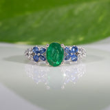 14K White Gold Zambian Emerald Ring