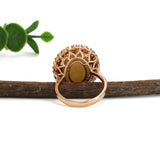 Archi 14K Solid Rose Gold Opal Ring | Oval Shape 18x13mm