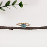 amara 14k dual white yellow gold 0.89cts aquamarine diamond ring | elogated cushion 6.5x5mm