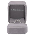 14K white gold oval lab grown diamond ring with diamond accents
