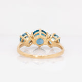 Aveline 14k Solid Gold London Blue Topaz Ring, Three Stone Setting | Round 8mm
