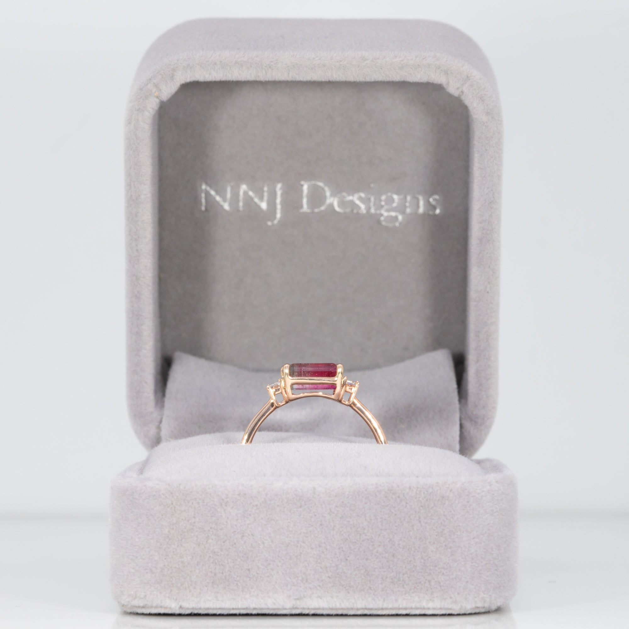 14K rose gold bi-color tourmaline ring