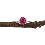 Ainsley Solid 14k Gold Mozambique Ruby Ring with Natural Diamonds Accents, Oval 7x5mm
