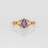 Aroha Solid 14K Gold Purple Sapphire Ring with Earth Mined Diamonds Accents, 8x4.5mm