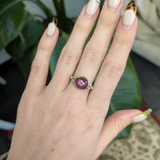 Calyx Solid 14k Gold East - West Star Ruby Ring with Natural Diamonds Accents, Oval 11x9mm