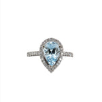 Alaina 14K White Gold 2.18cts Aquamarine Diamond Ring | Pear Shape 10.5x6.5mm
