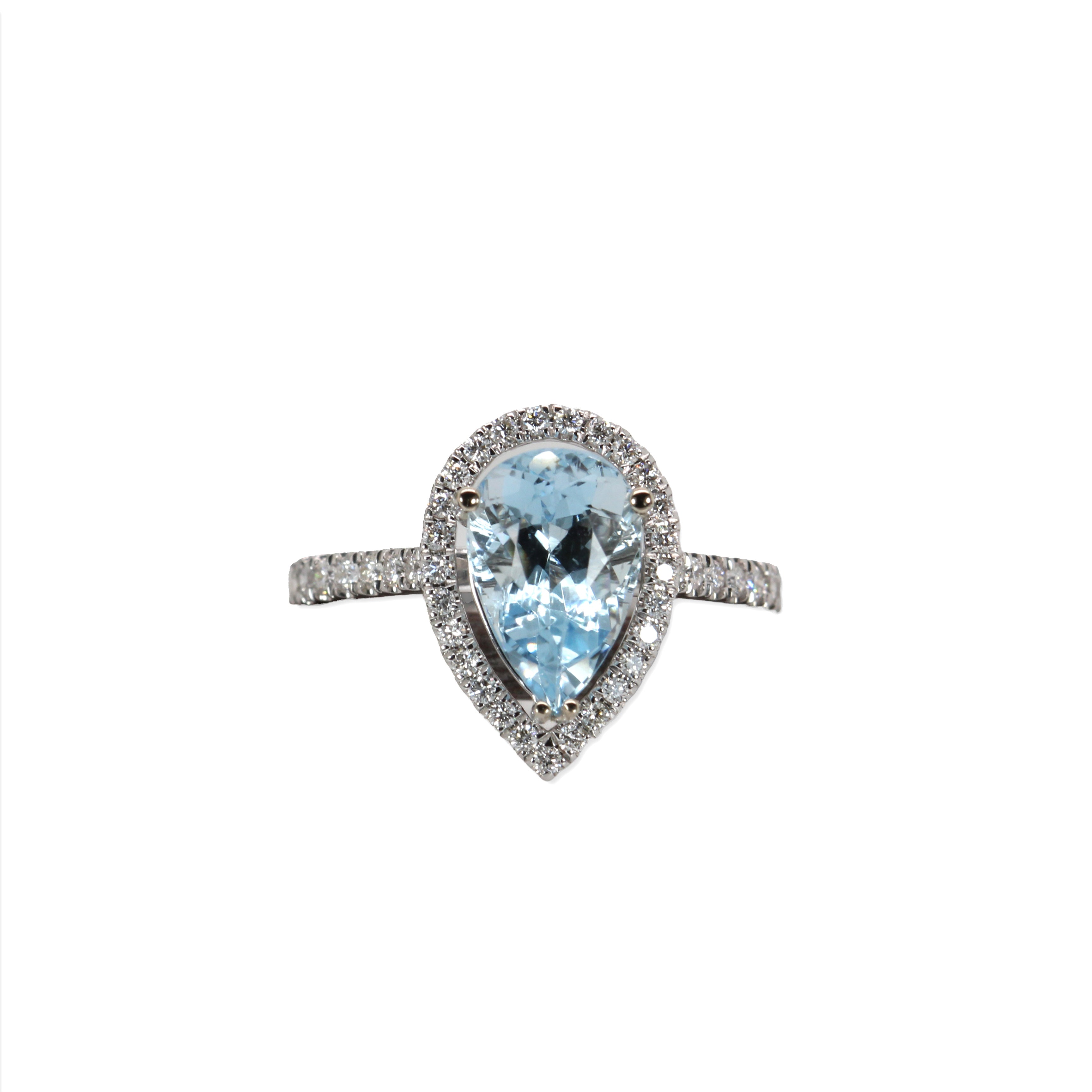 Alaina 14K White Gold 2.18cts Aquamarine Diamond Ring | Pear Shape 10.5x6.5mm