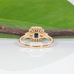 14K yellow gold Ceylon blue sapphire ring with diamond accents